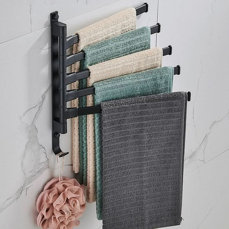 Royallure Towel Rack for Bathroom, 5-Arm Towel Organizer in Matte Black Finish