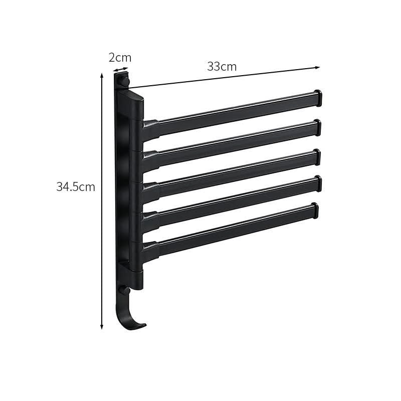 Royallure Towel Rack for Bathroom, 5-Arm Towel Organizer in Matte Black Finish